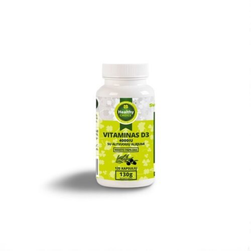 Vitaminai D3 4000IU su alyvuogių aliejumi „Healthy Choice” 120 kapsulių