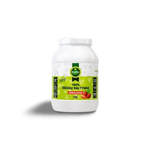 100% išrūgų baltymai braškių skonio, 1kg