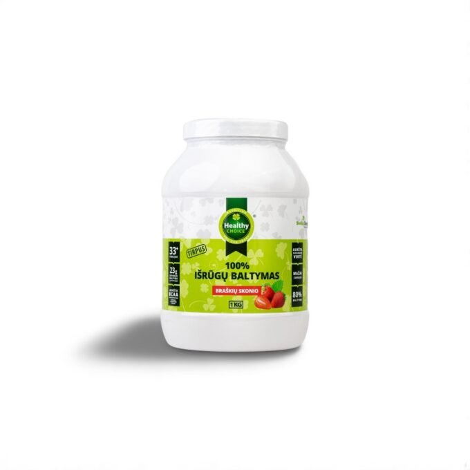 100% išrūgų baltymai braškių skonio, 1kg
